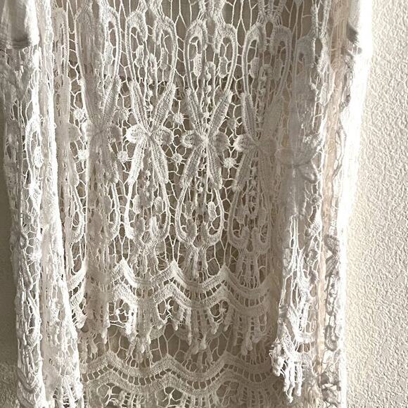 XCVI Women's size M White Bohemian Lace Bottom Dress Beachy Cover Up New! - Picture 3 of 5